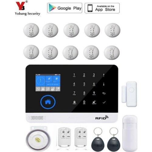 Yobang Security wireless wifi gsm alarm system TFT display door sensor home security alarm systems Wired Siren Kit SIM SMS Alarm