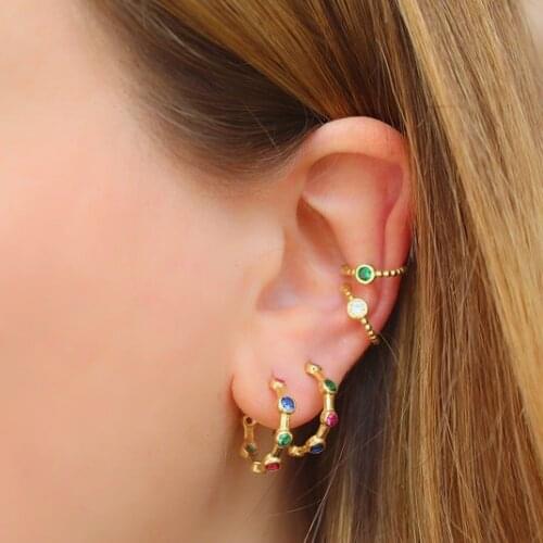 1 Pc 925 sterling silver 4 colors Rope wrap line white green red blue Ear Tragus Cartilage Clip On Earring Jewelry High Quality