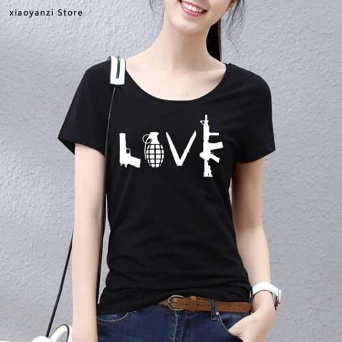 Women t shirt Hand Gun funny shirts T Shirts Printed Brand Short Sleeve Cotton T-shirts Fitness Tops Plus Size Free freight