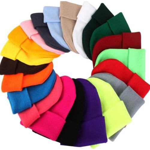 Winter Warm Wool Knitting Hat Unisex Cotton Knitted Beanie for Women Men Girls Boys Ear Protector Skullies Beanies Solid Color