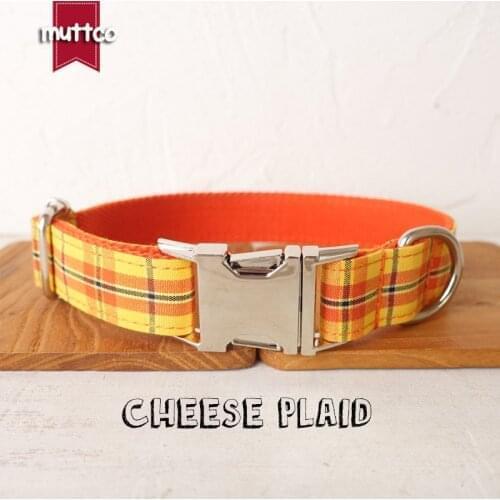 10pcs/lot MUTTCO retailing self-design dog collar CHEESE PLAID handmade poly satin and nylon 5 sizes dog collar UDC098