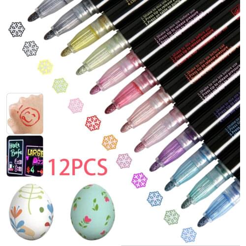 12 Color Double Line Outline Art Pen Marker Pen DIY Graffiti Outline Marker Pen Highlighter Scrapbook Bullet Diary Poster Card