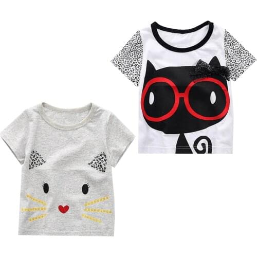 2018 Children Short Sleeves Cartoon Marie Cat Pattern T-shirt For Boy Girls 100%Cotton Tee Tops Clothes Baby T Shirts