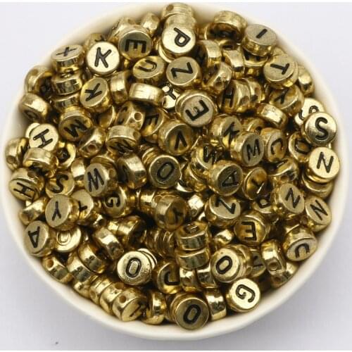 4*7mm Mixed Gold Letter Acrylic Beads Alphabet Loose Bracelet Beads For Jewelry Making DIY Crafts Scrapbooking Decoration