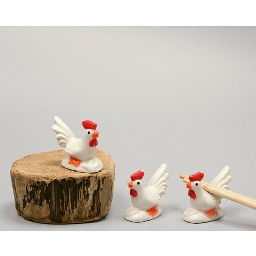4PCS Japanese Style Ceramic Rooster Chopstick Rest Holder Spoon Fork Rack DIY Home Table Decoration