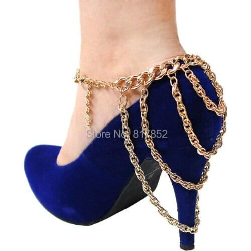FREE SHIPPING STYLE L-40 FASHION WOMEN ANKLETS CHAIN JEWELRY GOLD CHAINS FOUR LAYERS ANKLE JEWELRY
