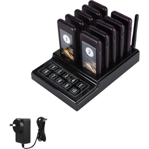 Restaurant Wireless Pager System 10-channel Guest Paging System Waiter Calling System 1KM Connection Distance Coaster Pager Call