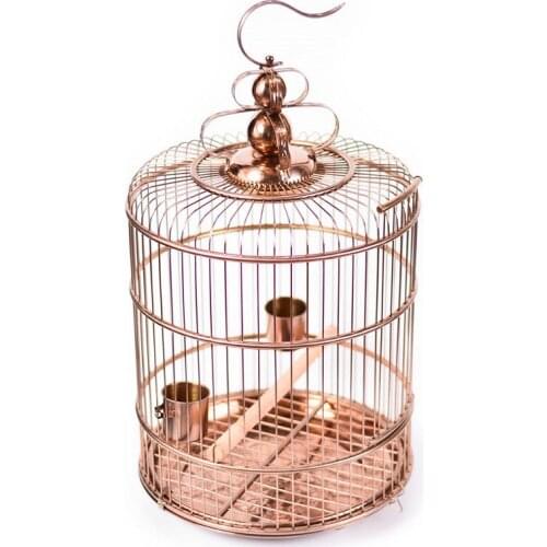 1Set Bronze encrypted bold wire classical stainless steel bird cage thrush tiger skin peony small parrot metal bird cage