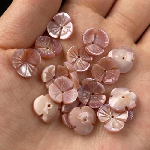 8/10/12mm New Natural Mother of Pearl Shell Flower Beads Seashell Carved Bead For DIY Pendants Earrings Jewelry Making 5Pcs/Lot