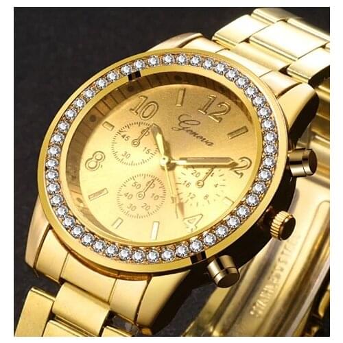 2021 New Watch Women Classic Geneva Luxury Ladies Watches Montre Femme Women Full Steel Crystal Metal Wristwatch Relogio Reloj