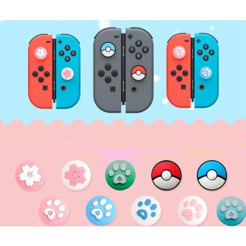 Cute Cat Claw Sakura Thumb Stick Grip Cap Joystick Cover For Nintend Switch Lite NS Joy-Con Controller Gamepad Thumbstick Case