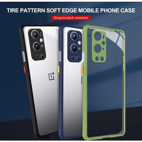 For Oneplus 9 8 Pro 8T Nord N10 N100 Tread Pattern Transparent PC Phone Case Camera Lens Protect For Oneplus 1+9 8T 8 1+8 Cover