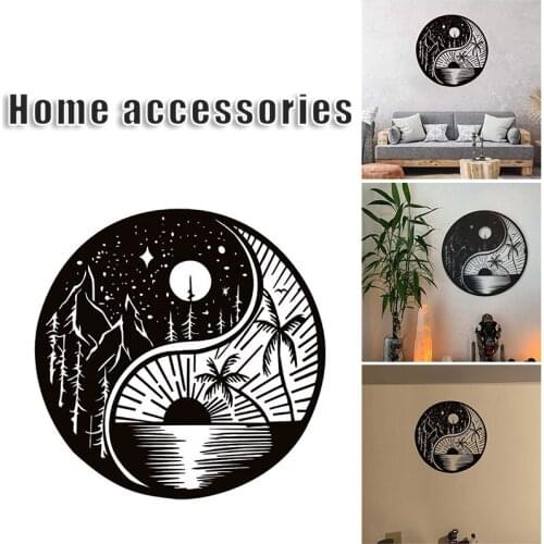 Hot sale Tai Chi Yin and Yang Decoration Wrought Iron Sun Decoration Pendant Living Room Sofa Background Wall Porch Mural Decor