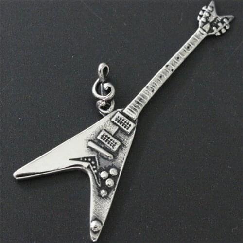 Top Quality Steel Rock&Roll Guitar Pendant Stainless Steel Musician Guitar Pendant