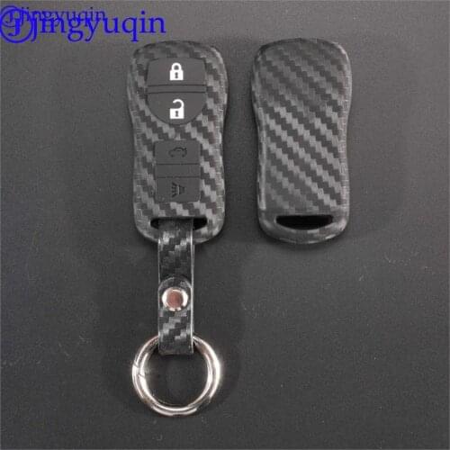 Jingyuqin 2/3/4 Buttons Carbon Fiber Patten For Nissan Armada Sentra 350Z Altima Maxima Infiniti Car Key Holder Case Cover