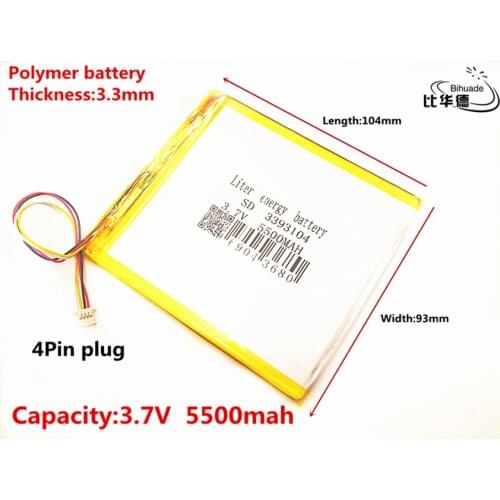 Good Qulity 4Pin plug 3.7V,5500mAH 3393104 Li-ion battery for tablet pc 7 inch 8 inch 9inch