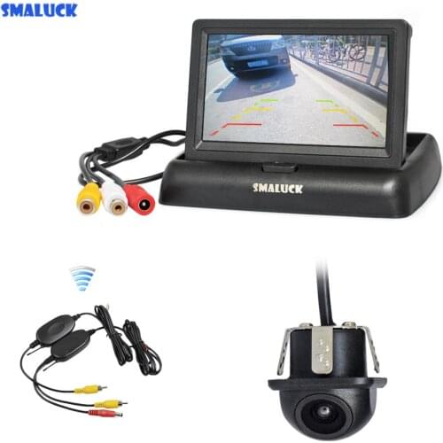 SMALUCK Wireless 4.3" Car Reversing Camera Kit Backup Car Monitor LCD Display Car Rear View Camera Parking System Kit