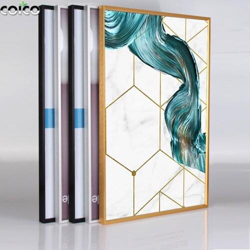 Metal Picture Photo Frame with Luxury Abstract Ribbon Canvas Painting Oil Painting on Canvas Modern Print Home Decor Wall Poster