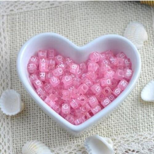 Fashion DIY Square Mixed Alphabet /Letter Beads Red/pink Acrylic Cube Loose Beads 100pieces ab1003