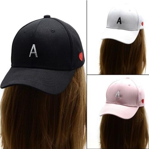Man Woman Letter A Red Heart Baseball Hat Couple Adjustable Snapback Cap Korean Style Camping Cycling Beach Solid Color Sunhat