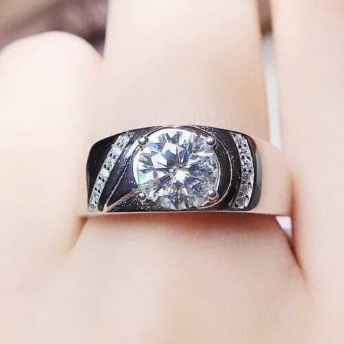 Men ring Moissanite rings round style Free shipping 1ct gemstone Per jewelry 925 sterling silver Fine jewelry Q208191