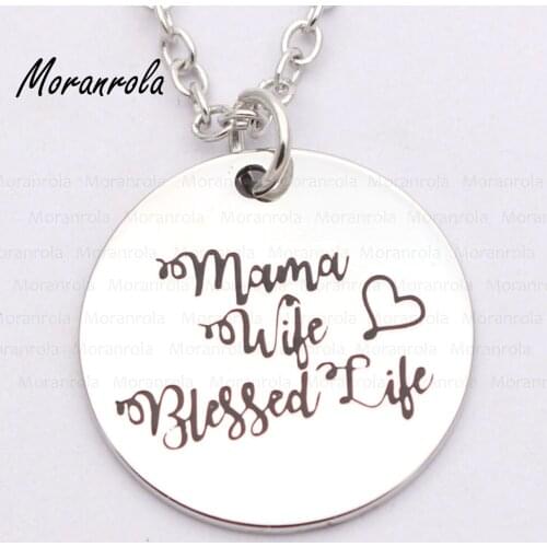 New arried "Mama Wife Blessed Life "Copper necklace Keychain,charm Hand-Stamped Jewelry Blessed mama necklace Gifts For Mom