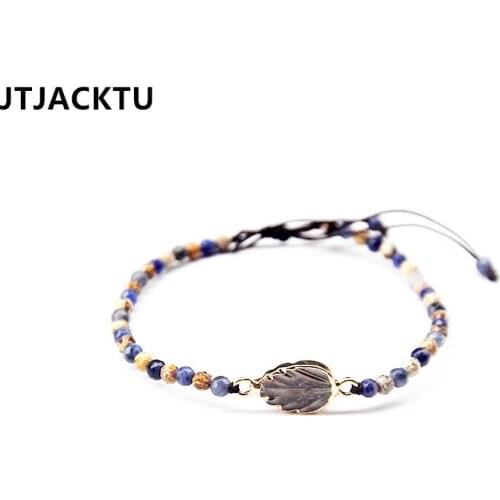 Leaf Charm Bracelets Sodalite Japser String Braided Bracelets Yoga Friendship Lover Bracelet