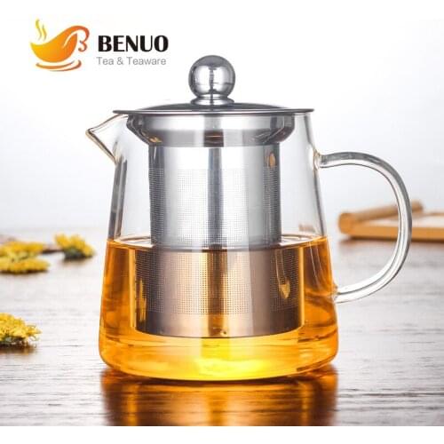 PINDEFANG Hand-blown Heat Resistance Borosilicate Glass Teapot with Classic Infuser and Cups Set 480ml~1500ml Teaware Giftset