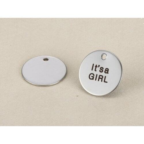 20pcs/lot 22mm New Arrival Stainless Steel Message Charms "Its a GIRL" For Diy Jewellery