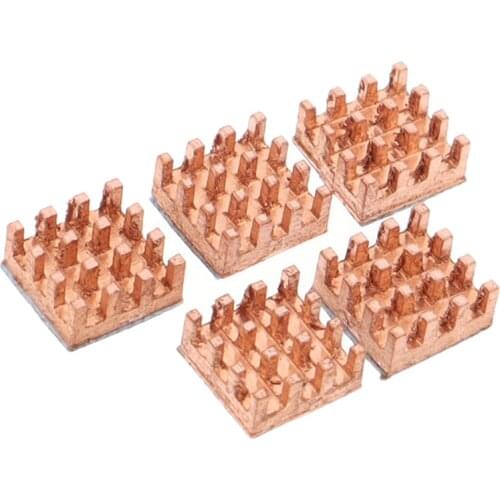 5pcs Practical 9x9x4mm Pure Copper Heat Sink Memory Adhesive Back Cooling Cooler Heatsink