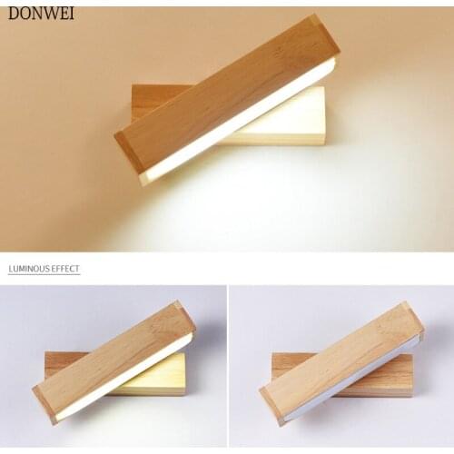 Nordic simple Wooden LED Wall Lamp Modern Rotateable Lighting bar restaurant Living room Porch Wall Lamps Corridor decor