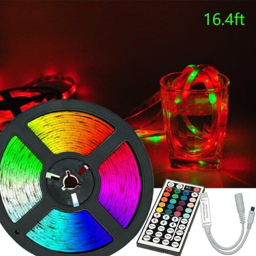 LED RGB 2835 Lamp Waterproof IP65 Suitable for wet places 16.4ft ahout 5M with 44-key infrared controller