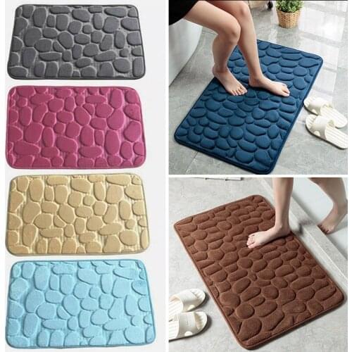 Cobblestone Embossed Bathroom Bath Mat Non-slip Carpets In Wash Basin Bathtub Side Floor Rug Shower Room Doormat Memory Foam Pad