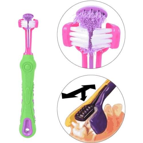 Pet supplies Three-headed toothbrush multi-angle cleaning Tartar Large dog use