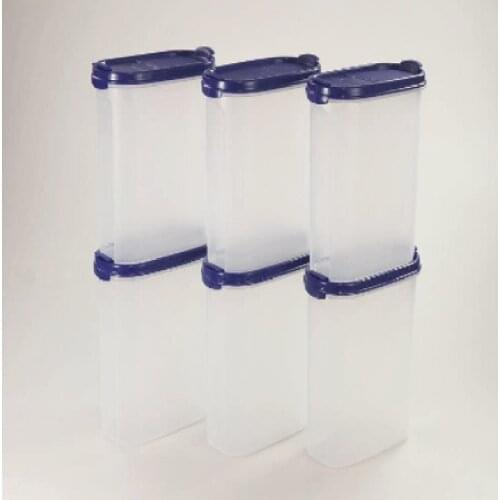 Tupperware Oval Series Dry Food Storage Container 1,7L ( 6 Pcs) Blue Modular Kitchen Supplies practical Easy Cover, Washable