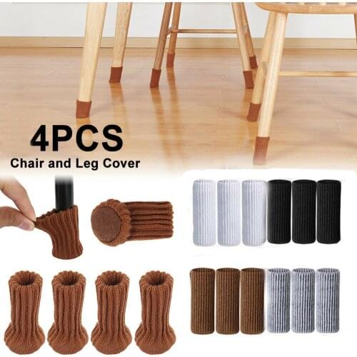 4PCS Universal Knitting Chair Foot Cover Leg Sock Protective Case Multicolor Non-Slip Floor Furniture Protector Home Decor