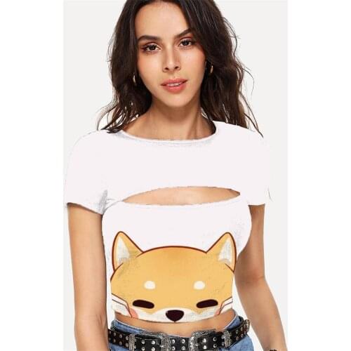 Somepet Dog T shirt Women Lovely Tshirts Casual Animal Navel Bare Kawaii T-shirts 3d Short Sleeve Hip Hop Fashion Streetwear