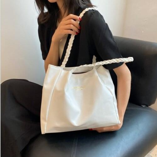 Female Bag Fashion Casual Large-capacity Shoulder Bucket Bag Pu Leather Woven Solid Color Letter Print Tote Bags Сумка Женская