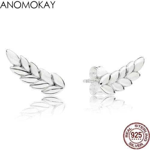 Small Wheat Ears 925 Sterling Stud Earrings for Women Boho Style Summer Jewelry 925 Silver Wings Studs Jewelry Gift Anti-allergy
