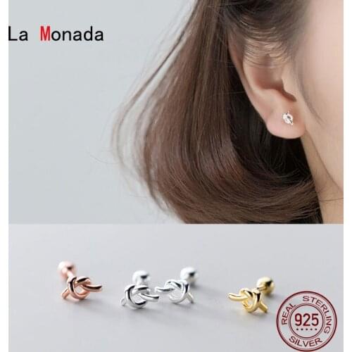 La Monada Stud Earrings For Women Silver 925 Minimalist Knot Fine Women Earrings Jewelry Stud Earrings 925 Sterling Silver