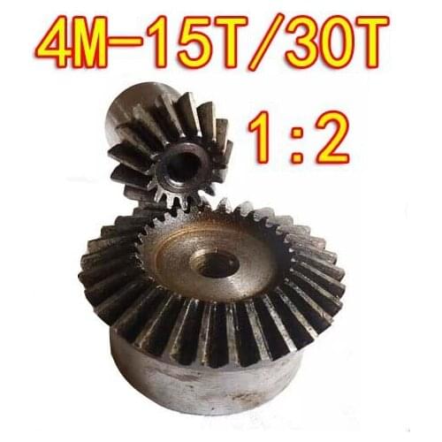 1Set 1:2 /4M-15T/30T 90 Degree Precision Gear Drive Bevel Gear(4M 15 teeth with30 teeth)
