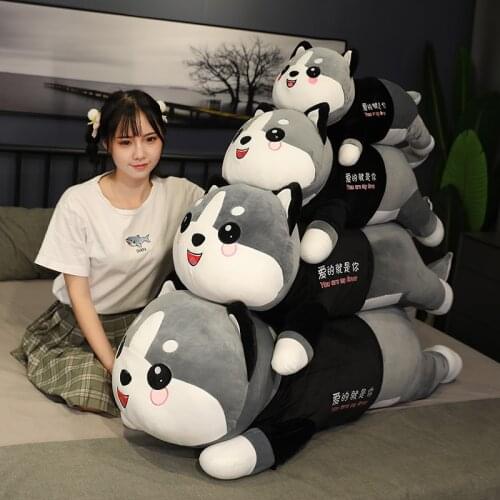 1PC 60/80/100cm Cute Plush Stuffed Huge Husky Dog Animal Toys Doll Plush Pillow Cushion Baby Kids Birthday Gifts Home Decoration