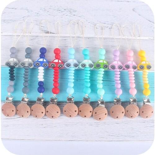 1Pcs Baby Boy Girl Pacifier Holder Chain Safe Anti-dropping Chew Silicone Beads Car Pacifier Clip Soothie Baby Teething Toy Gift