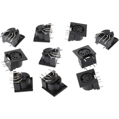 10 Pcs/Set PCB Panel Mount Female Connector DIN5 DIN 5-Pin Jack DS-5-01 MIDI
