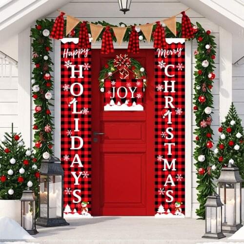 2/3pcs Christmas Banner Merry Christmas Decor For Home 2021 Christmas Door Curtain Decor Xmas Navidad Noel Happy New Year 2021