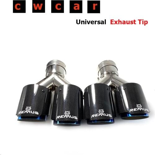 2Pcs Left and Right Car Modification Remus For Mk7 Universal Dual Blue Automobile Exhaust Pipe Muffler Tip 3 Series W222 E70