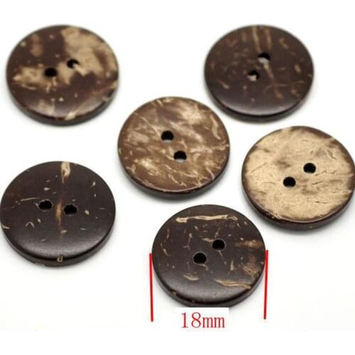 50pcs/lot 18mm 2 holes natural round coconut button wood cute cartoon wooden buttons Sewing Buttons Craft Accessories