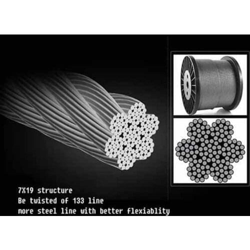 7*19 type 316 steel rope dia 1.2 1.5 2 2.5 3 4 5 6mm stranded wire twist line hanger hooking soft string rope fishing