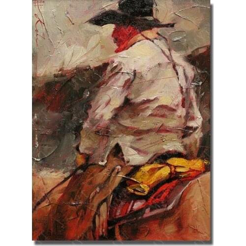 Abstract Man Portrait Paintings for Living Room Wall Ride Horse Oil Painting Handpainted Cheap Modern Paintings No Framed