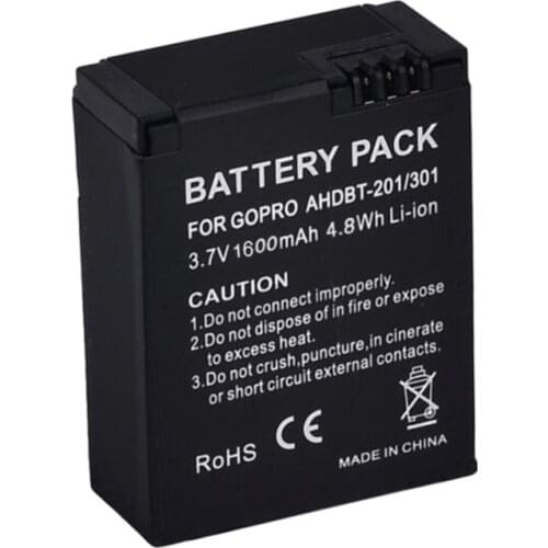 AHDBT-301 AHDBT-201 for Go Pro Accessory 1pc 1600mAh Camera Battery for Gopro Hero 3 3+ AHDBT-301, AHDBT-201